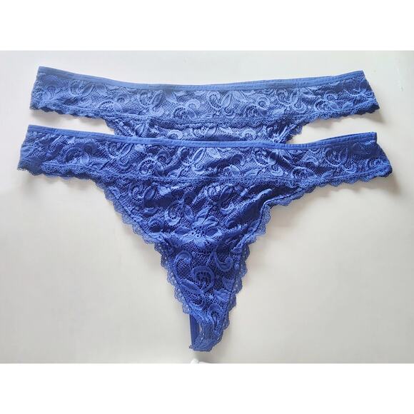 Adore Me Pack of 2 Lace Thong Blue Panty Plus Size 3X Intimates Sexy Lingerie - Picture 1 of 5